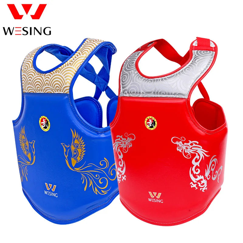 Wesing Professional 6Pcs Set Sanda Protective Gear Full Set Head Protection Chest Guard Boxing Gloves